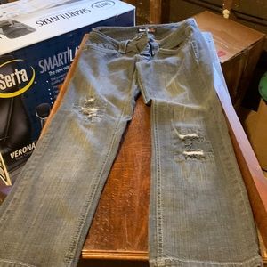 Rewind brand faded black jeans with holes in knees